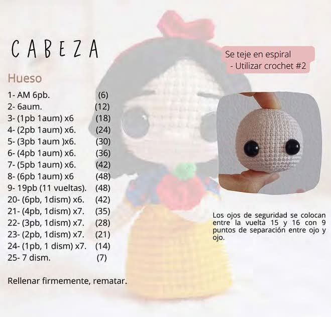 Patrón de muñeca de amigurumi inspirado en princesa, descarga ahora.