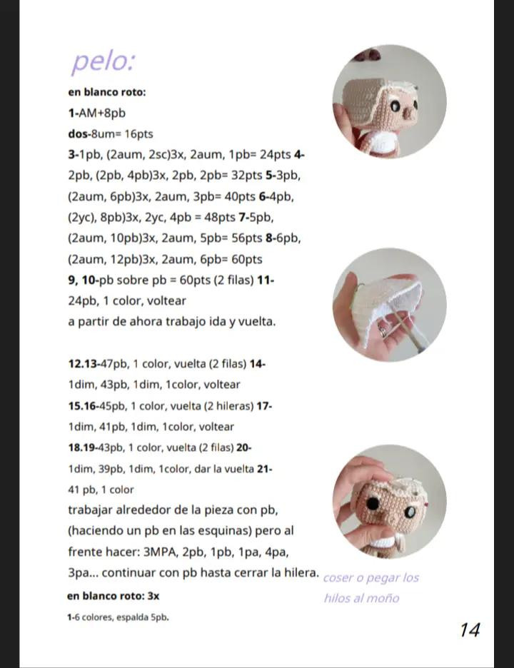"Patrón de muñeco de crochet con gafas y tirantes"