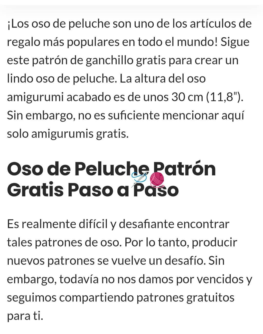 Patrón de Oso de Peluche de Ganchillo Gratis para Amigurumi
