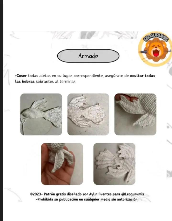 Patrón de pez de crochet realista y detallado para crear en casa