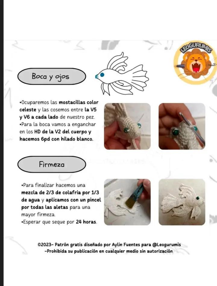 Patrón de pez de crochet realista y detallado para crear en casa