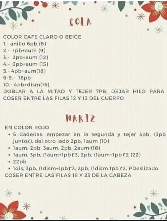 Patrón de reno navideño tejido a crochet con bufanda colorida