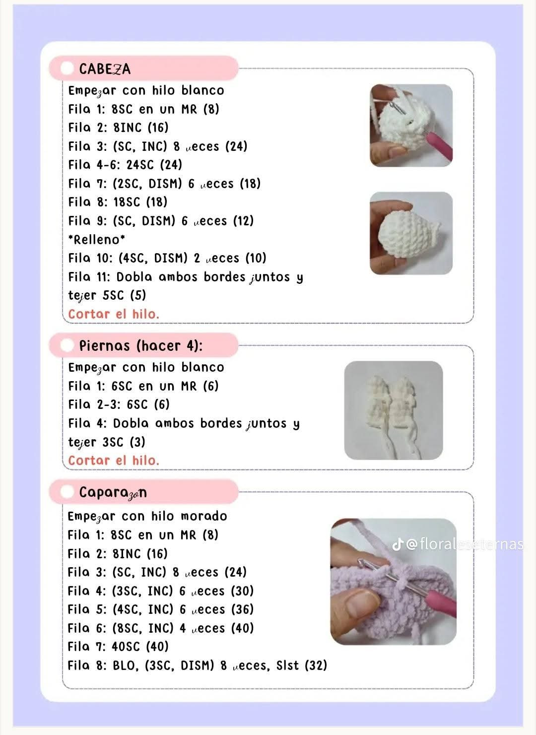 Patrón de tortuga morada sin costura para crochet