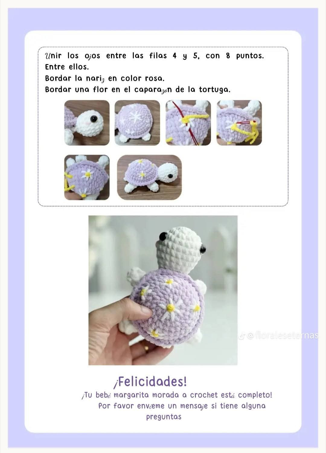 Patrón de tortuga morada sin costura para crochet