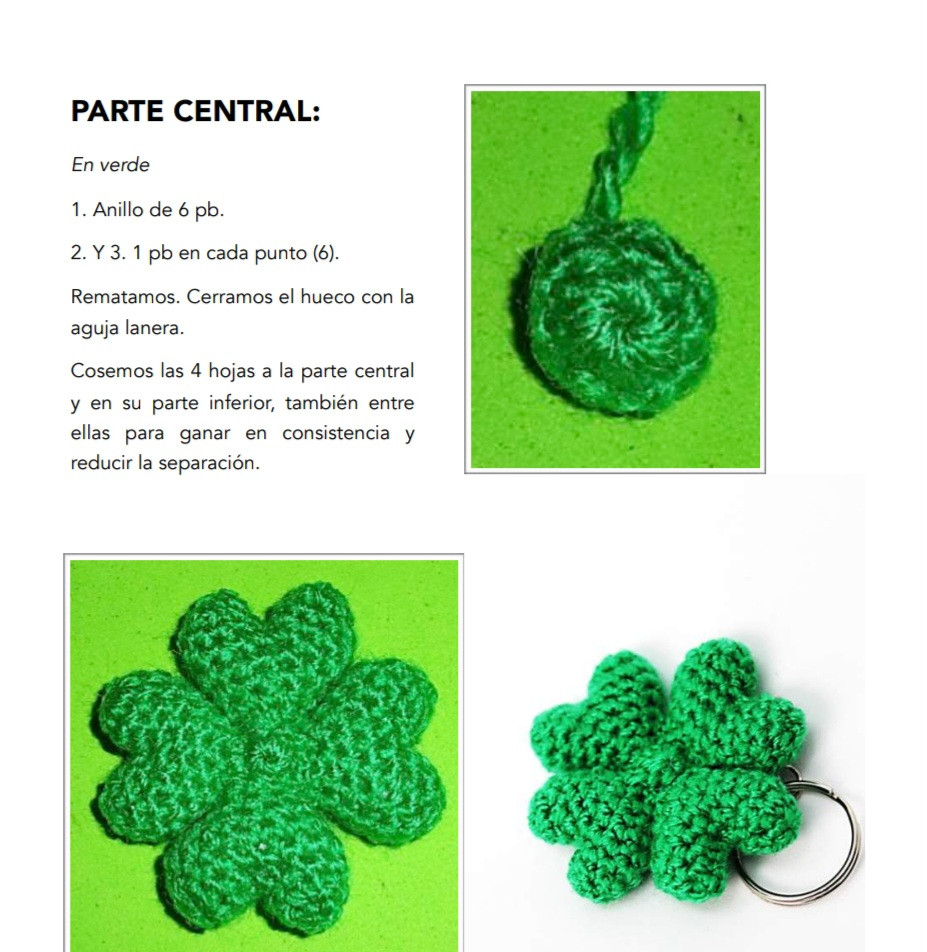 Patrón de trébol amigurumi: crea un llavero de la suerte