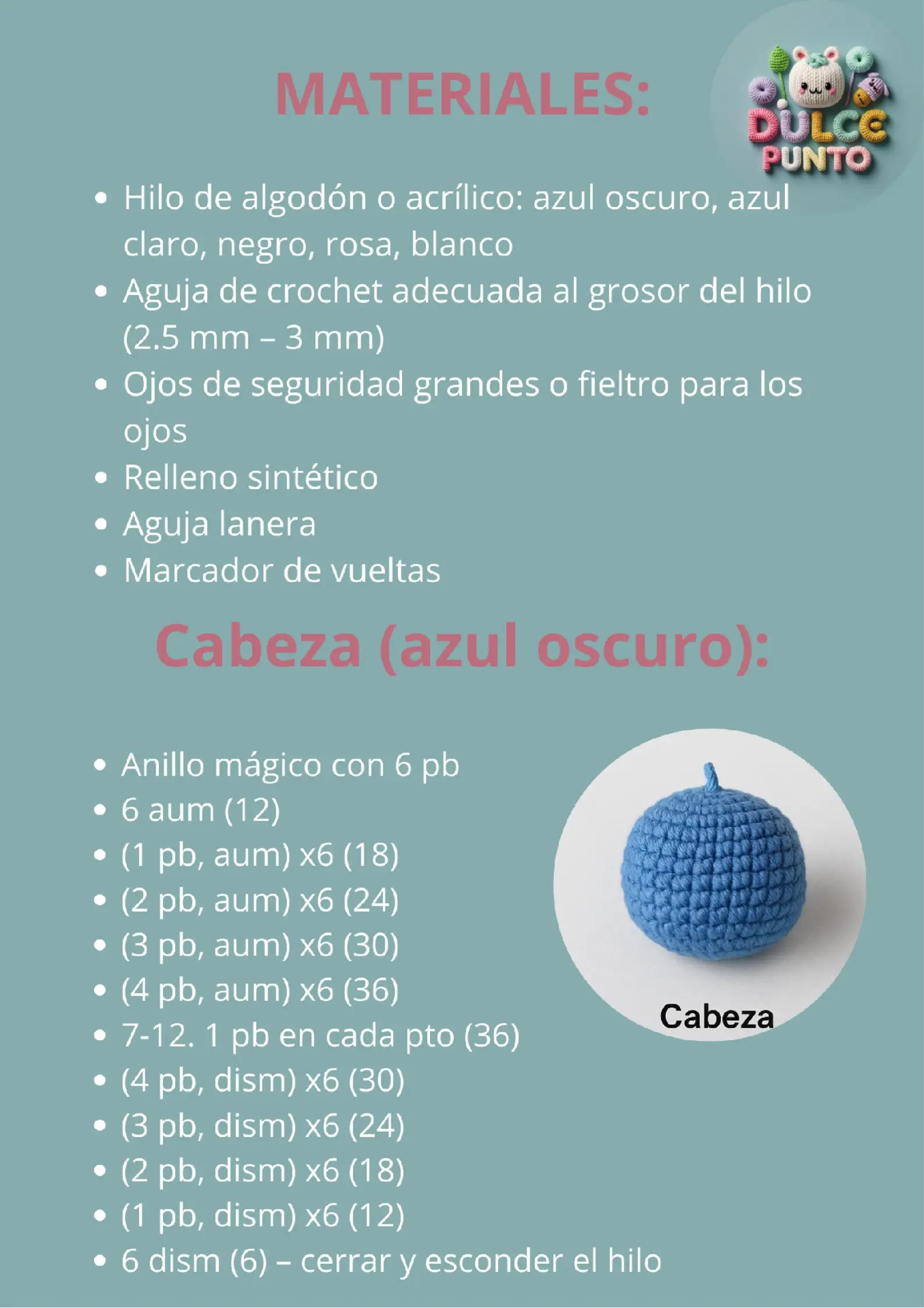 Patrón detallado para crear tu propio amigurumi de Stitch.
