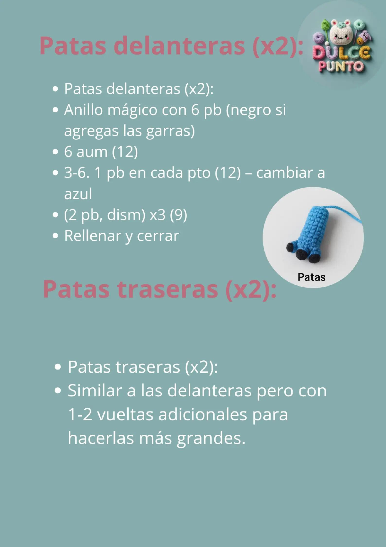 Patrón detallado para crear tu propio amigurumi de Stitch.