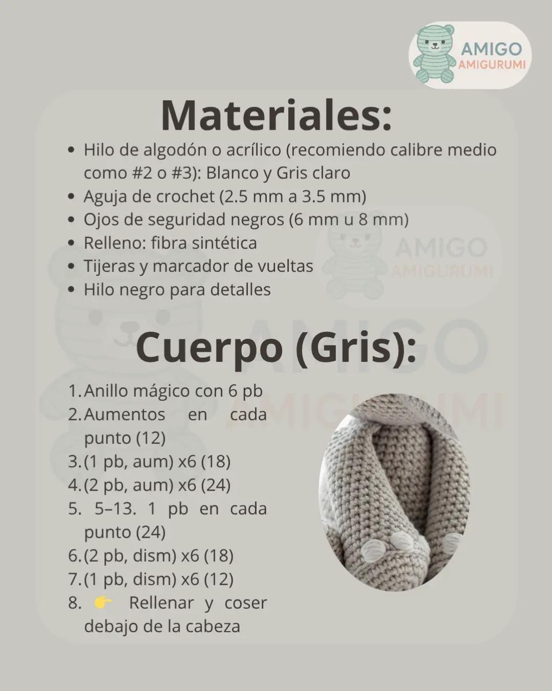 Patrón detallado para crear un adorable elefante amigurumi de crochet.