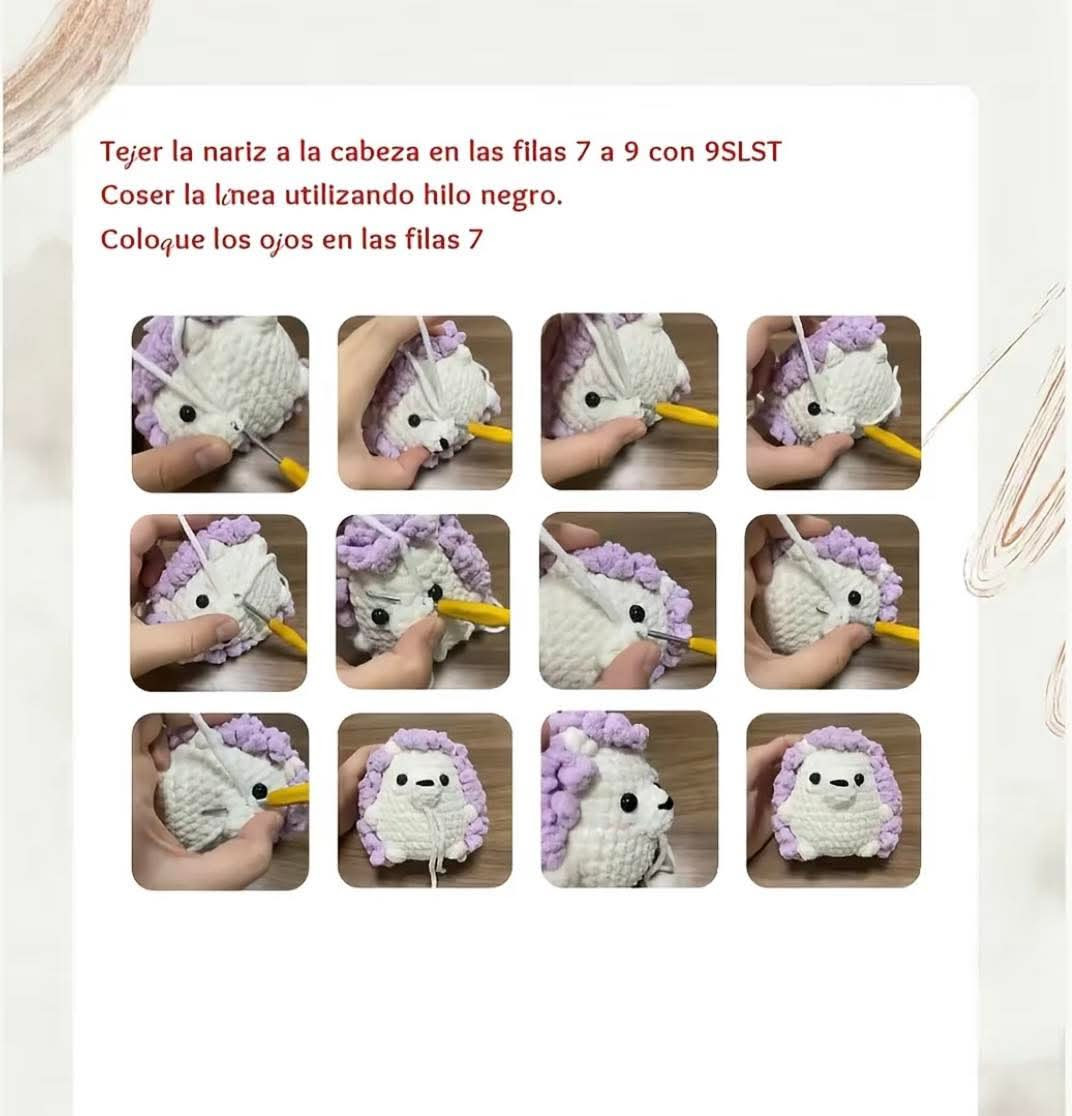 Patrón detallado para crear un adorable erizo de crochet sin costuras.