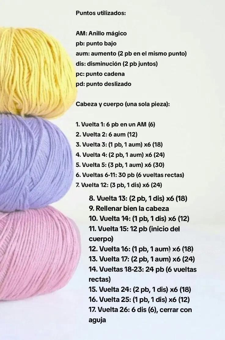 Patrón detallado para crear un amigurumi de conejo adorable