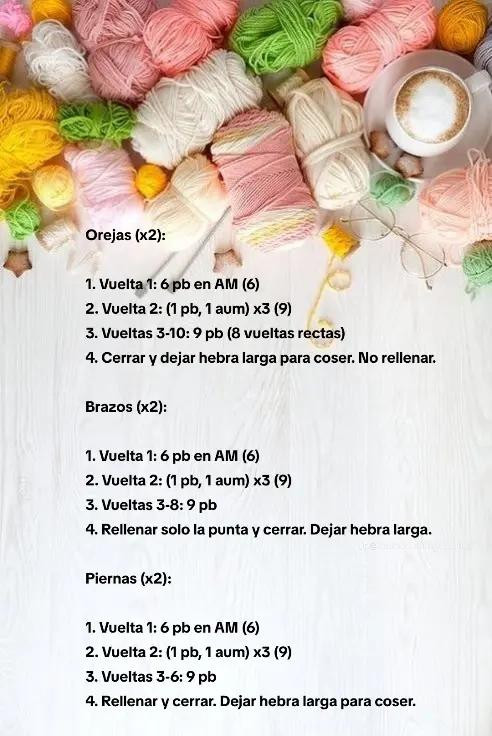 Patrón detallado para crear un amigurumi de conejo adorable