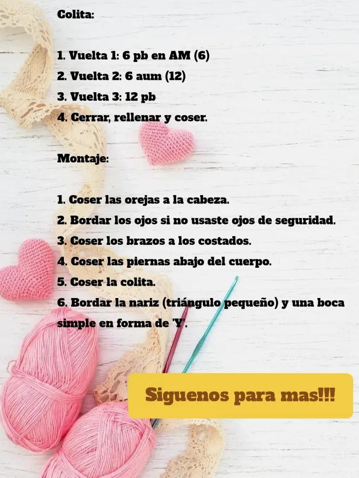 Patrón detallado para crear un amigurumi de conejo adorable