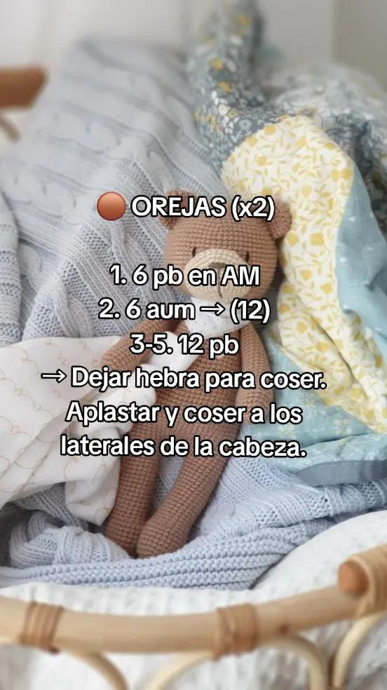 Patrón detallado para crear un osito amigurumi con materiales sugeridos