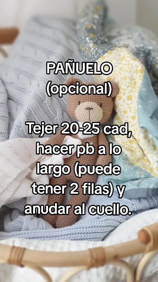 Patrón detallado para crear un osito amigurumi con materiales sugeridos