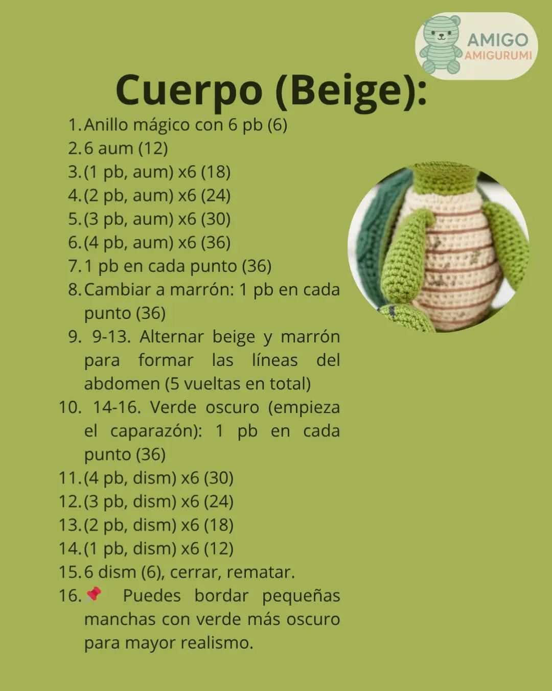 Patrón detallado para crear una adorable tortuga amigurumi