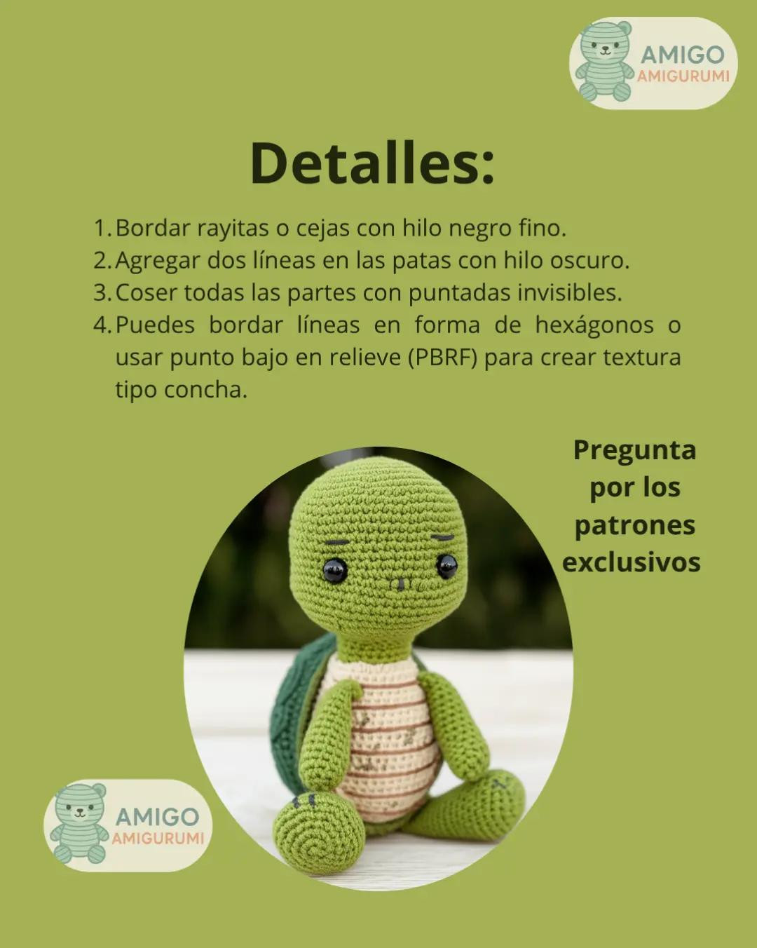 Patrón detallado para crear una adorable tortuga amigurumi