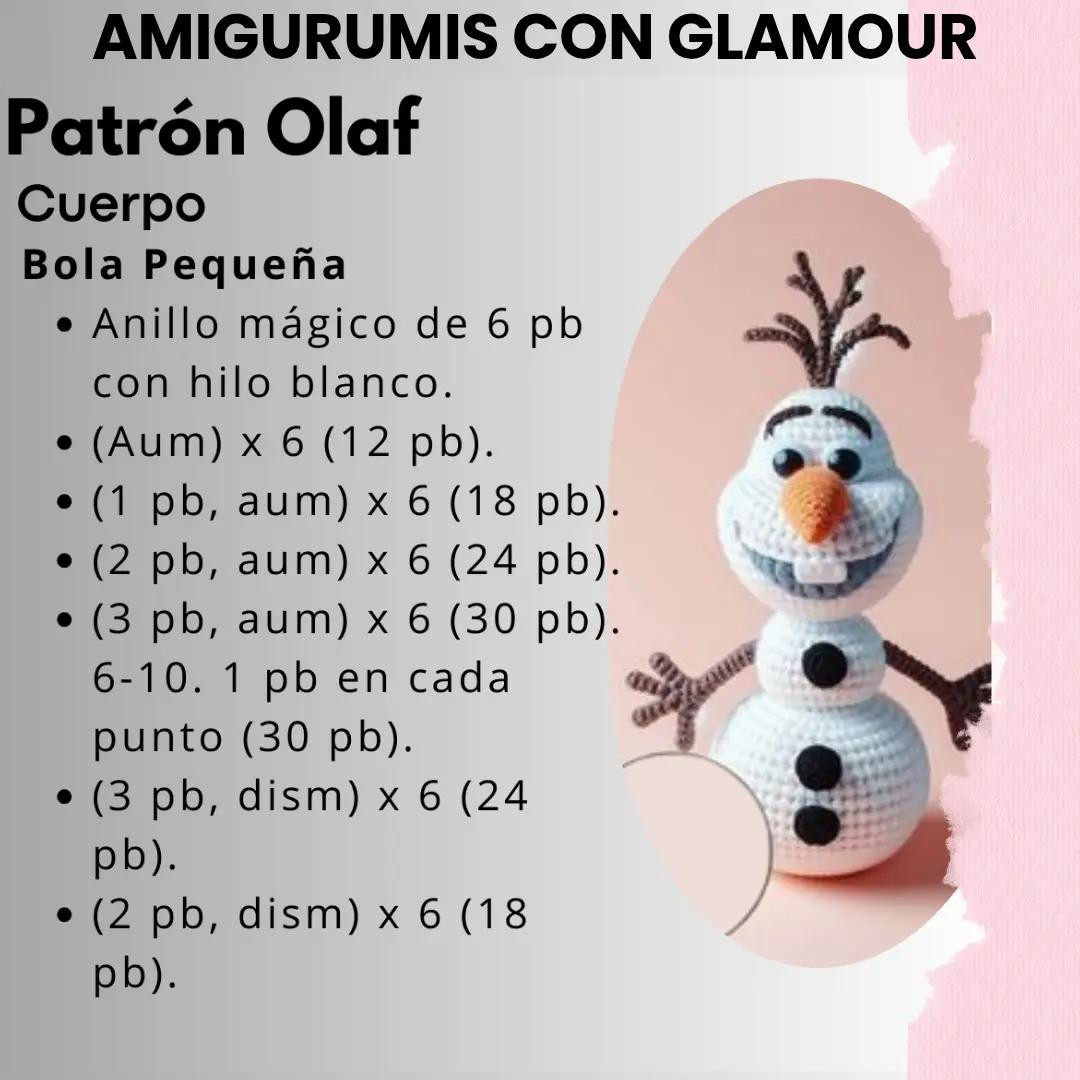 Patrón detallado para tejer un muñeco de nieve amigurumi