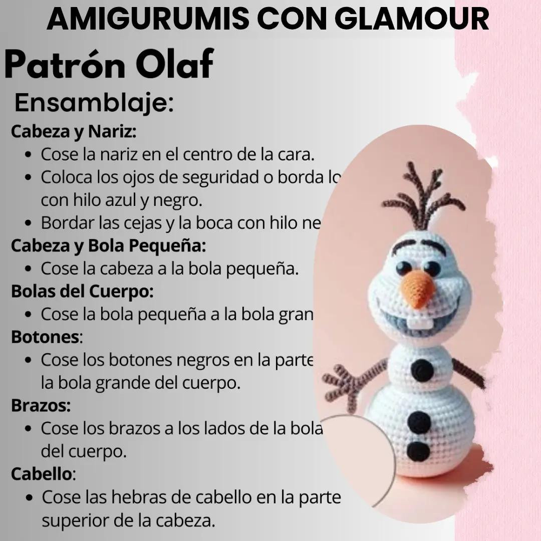 Patrón detallado para tejer un muñeco de nieve amigurumi