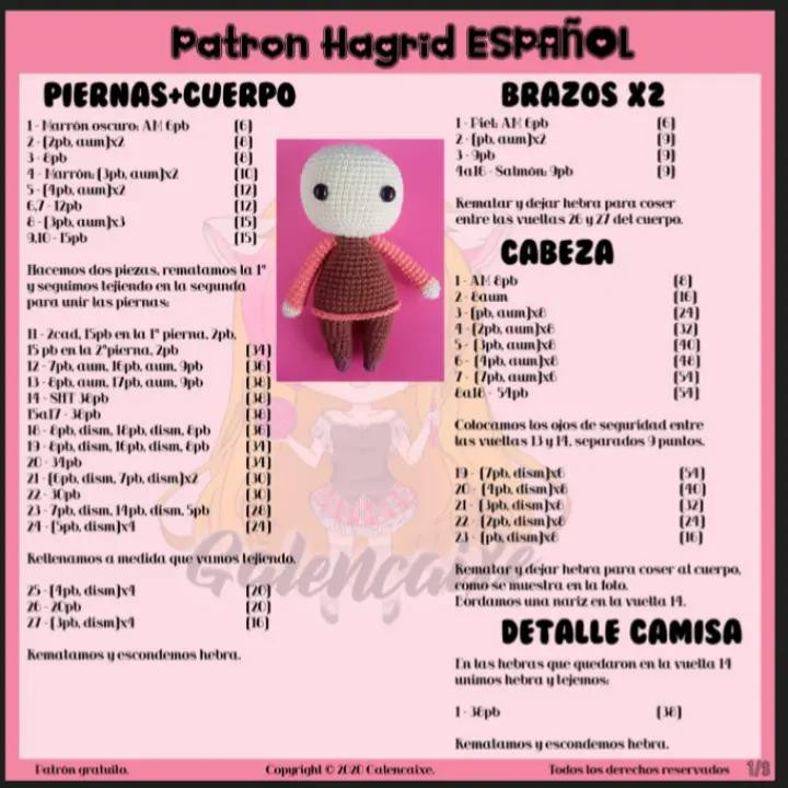 Patrón Gratis de Muñeco de Ganchillo Inspirado en Hagrid