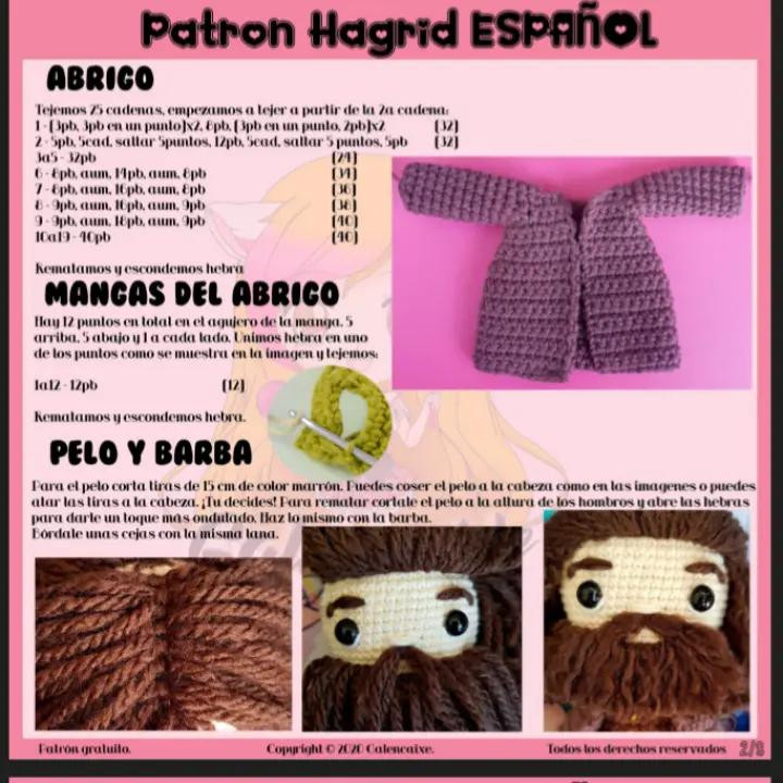 Patrón Gratis de Muñeco de Ganchillo Inspirado en Hagrid