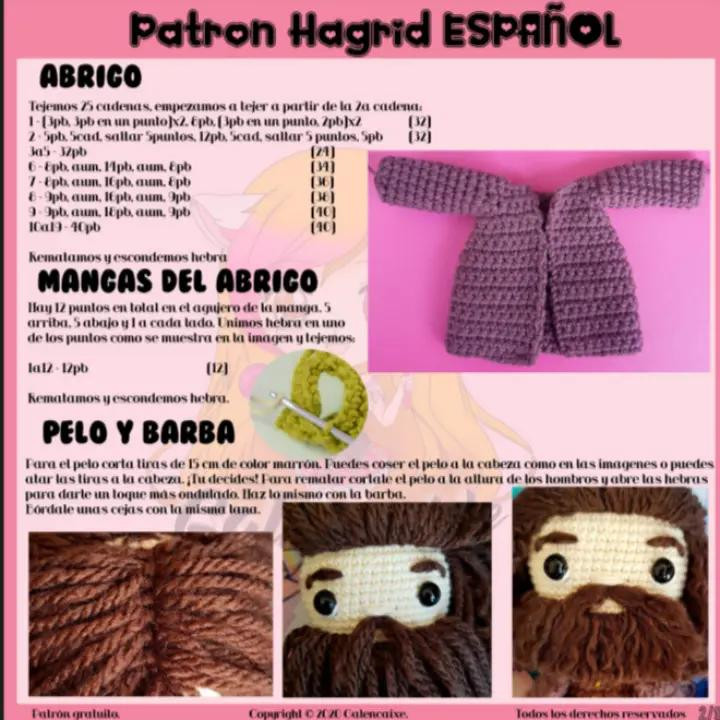 Patrón Gratis de Muñeco de Ganchillo Inspirado en Hagrid