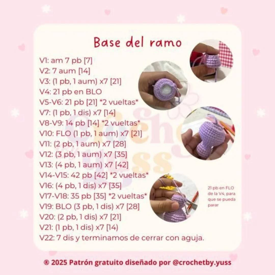 Patrón Gratis para Crear Mini Ramo de Flores de Crochet