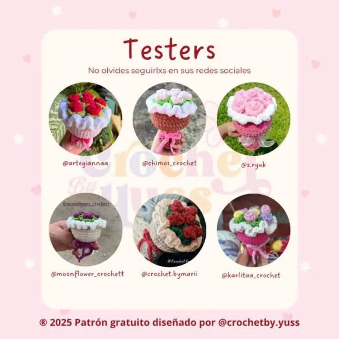 Patrón Gratis para Crear Mini Ramo de Flores de Crochet