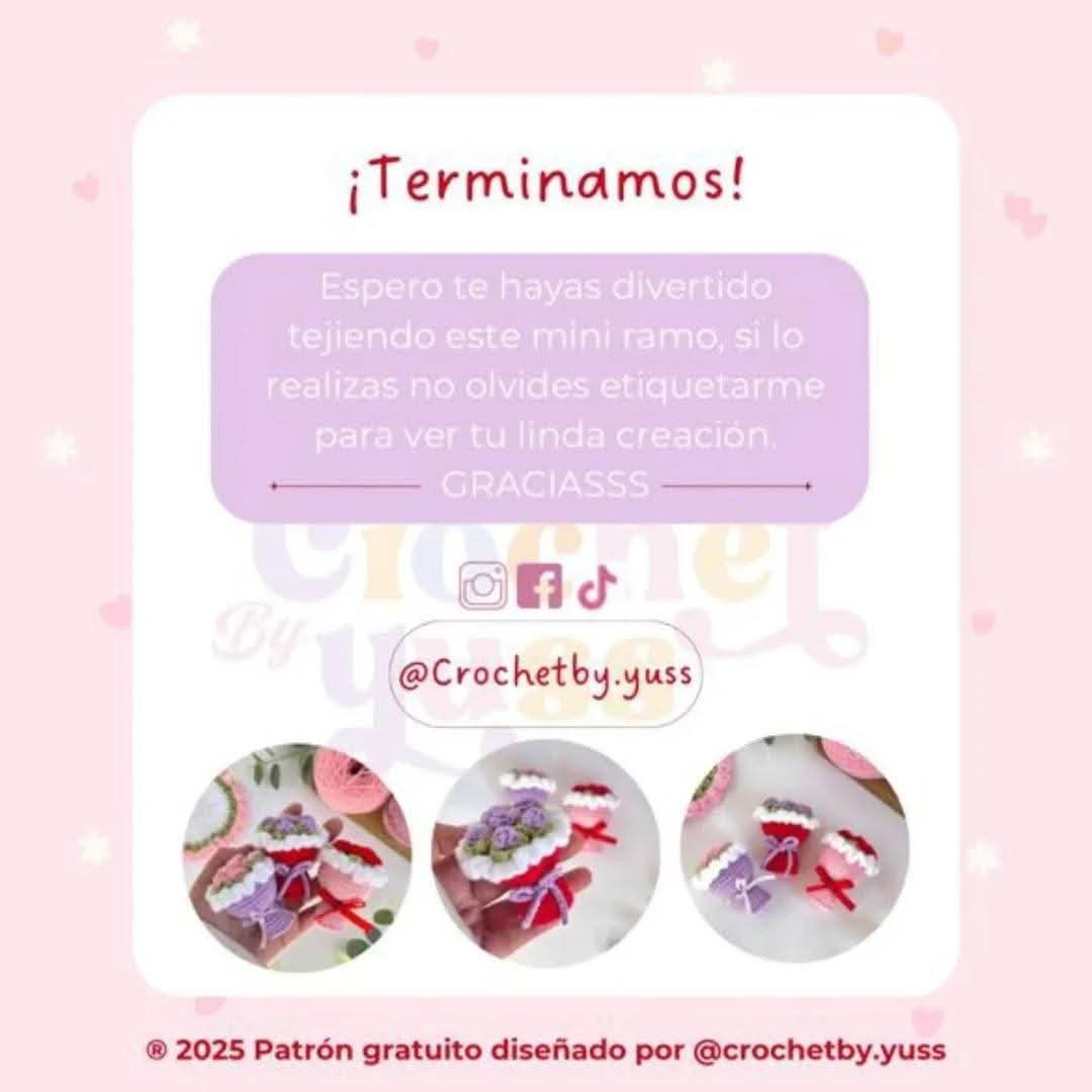 Patrón Gratis para Crear Mini Ramo de Flores de Crochet