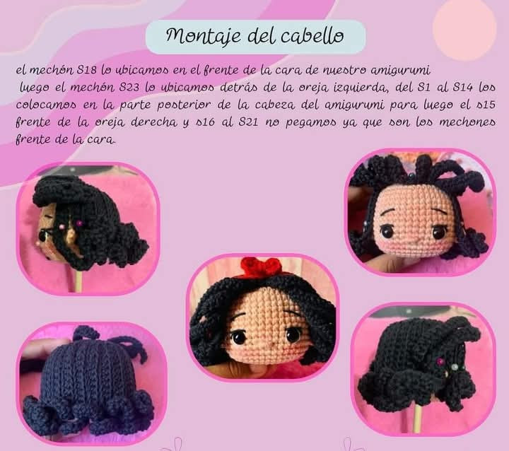"Patrón gratis para muñeca de crochet de Blancanieves"