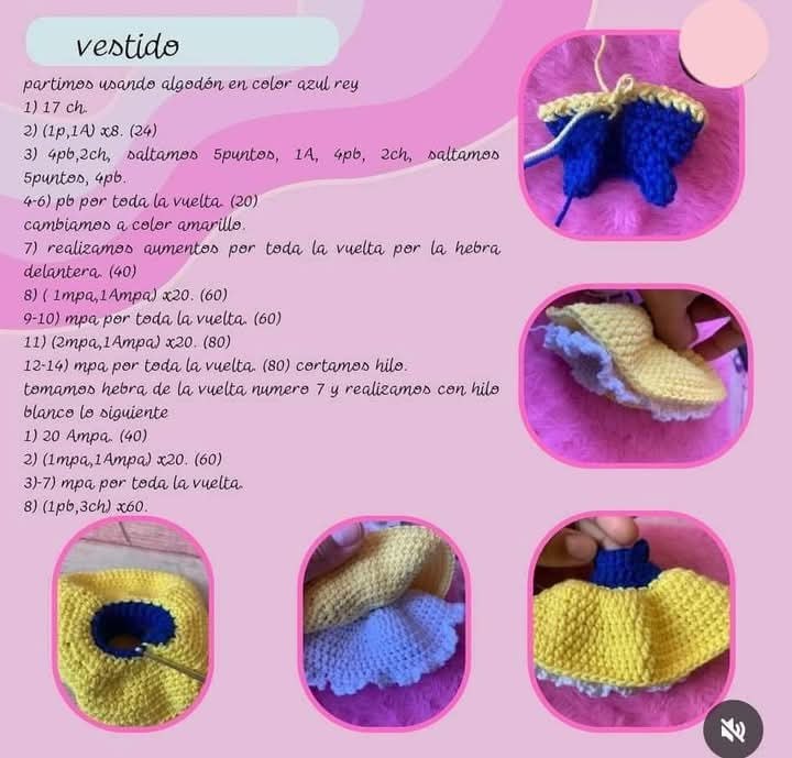 "Patrón gratis para muñeca de crochet de Blancanieves"
