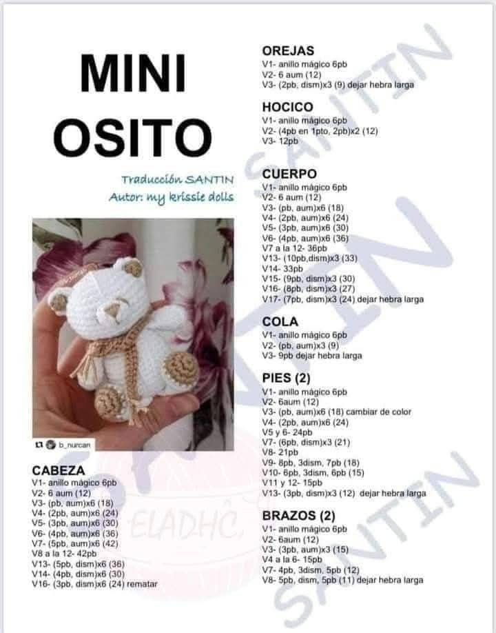 Patrón gratis para tejer ositos amigurumi adorables