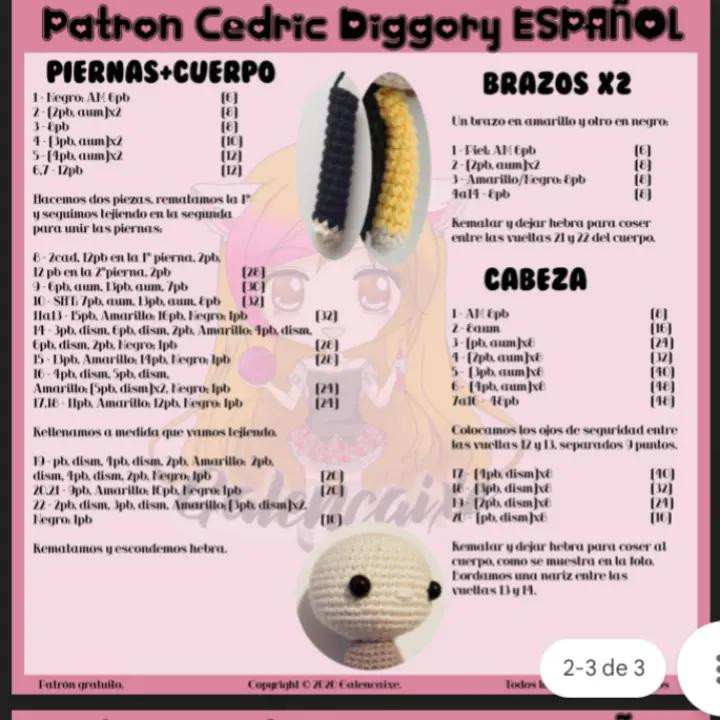 Patrón gratuito de amigurumi de Cedric Diggory para los fanáticos de Harry Potter