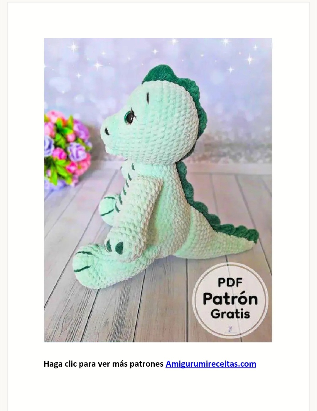 Patrón Gratuito de Amigurumi: Dinosaurio de Peluche Paso a Paso
