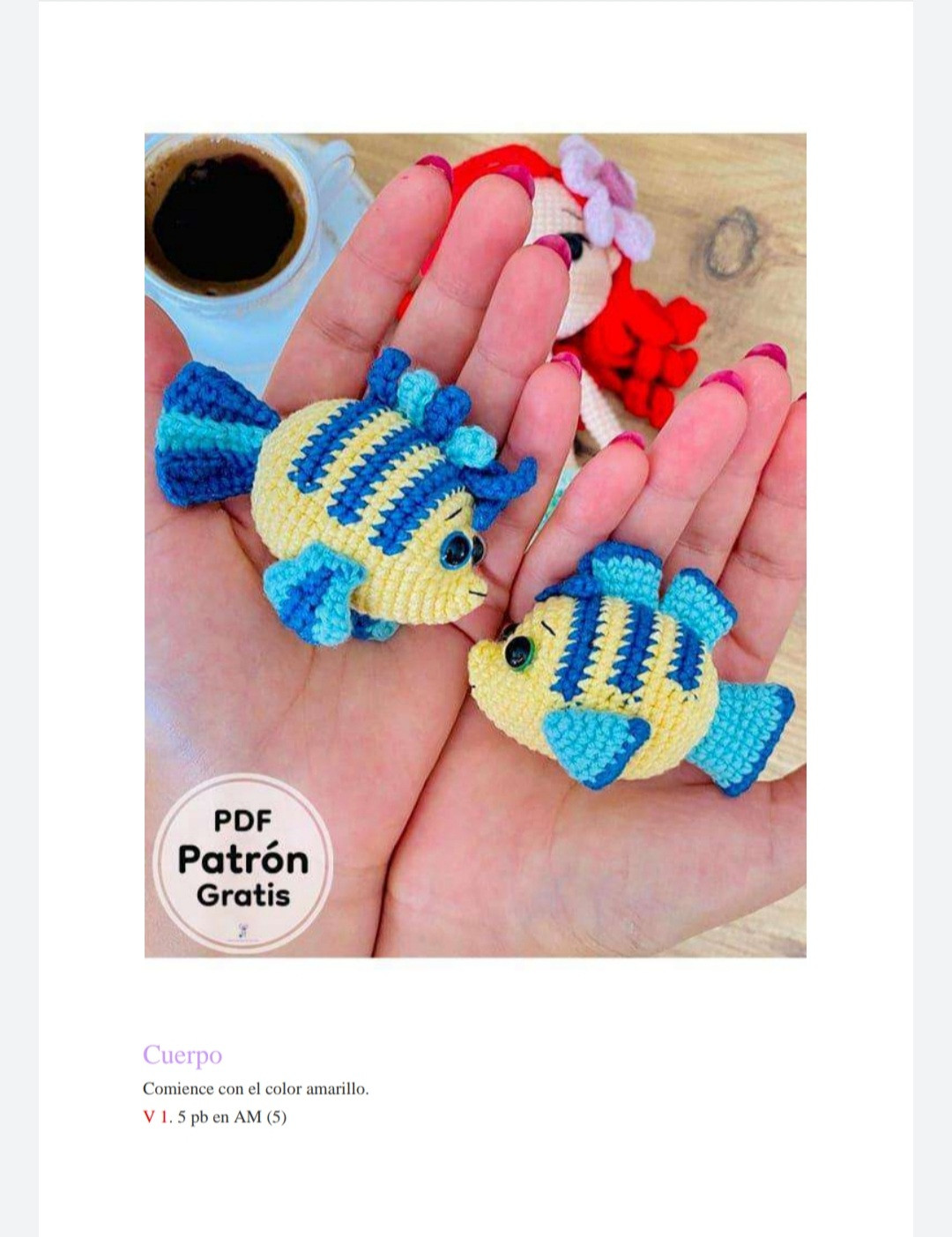 Patrón Gratuito de Amigurumi Pez de Colores para Descargar