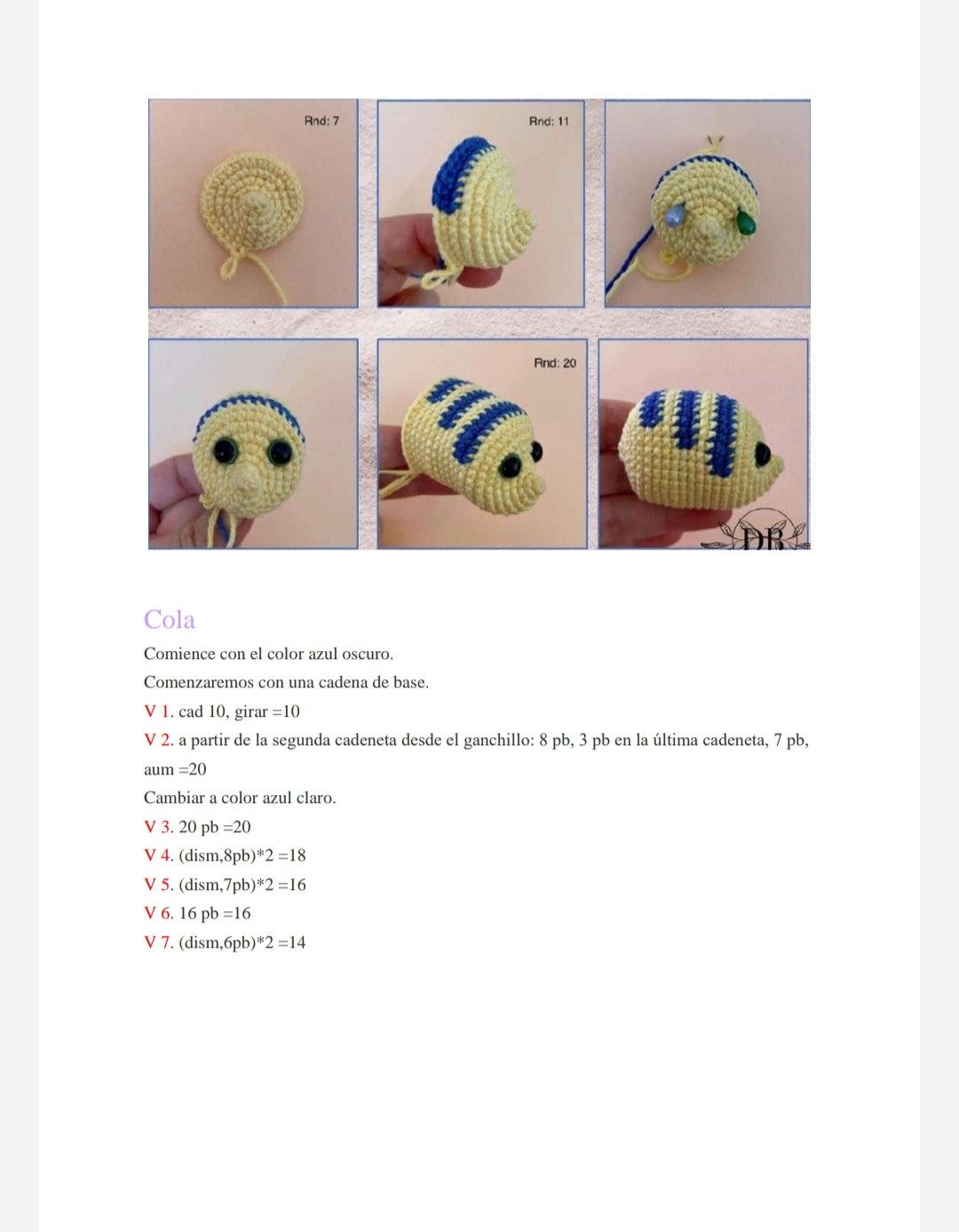 Patrón Gratuito de Amigurumi Pez de Colores para Descargar