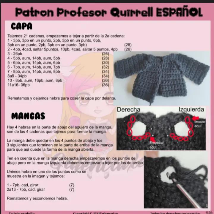 Patrón gratuito de muñecos amigurumi del profesor Quirrell y Voldemort