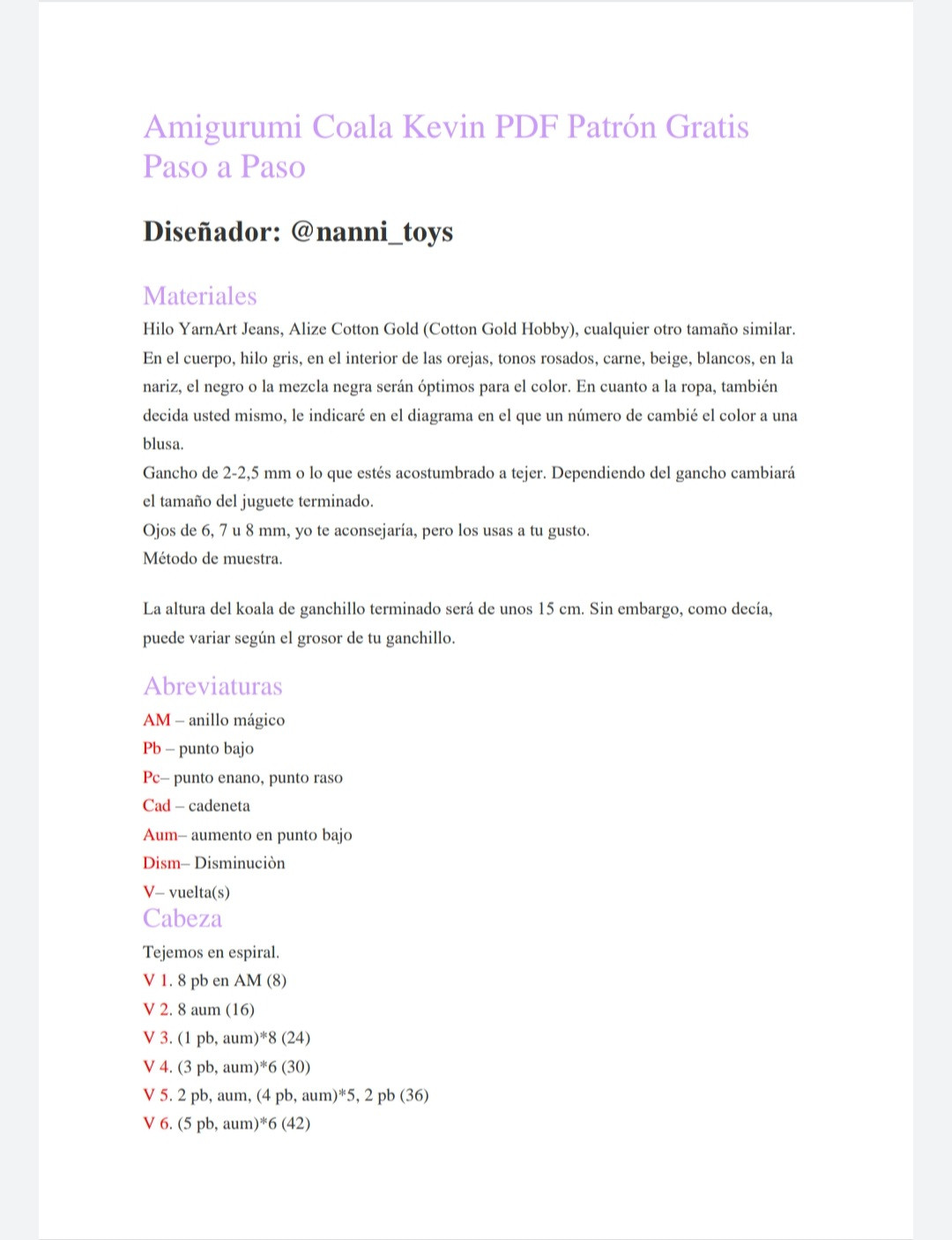 Patrón gratuito en PDF para tejer un adorable koala a crochet.