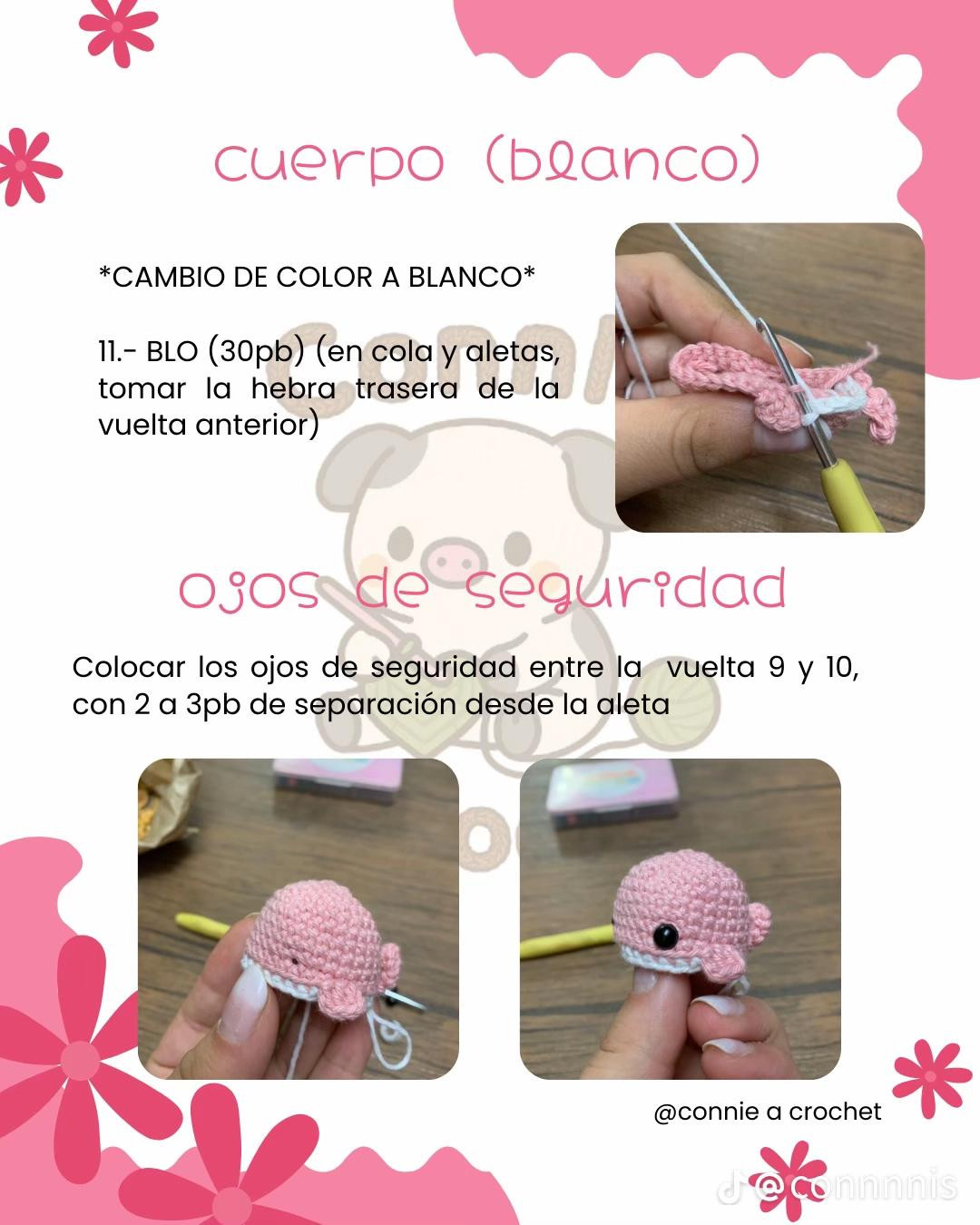 Patrón gratuito para hacer un amigurumi de ballena rosada