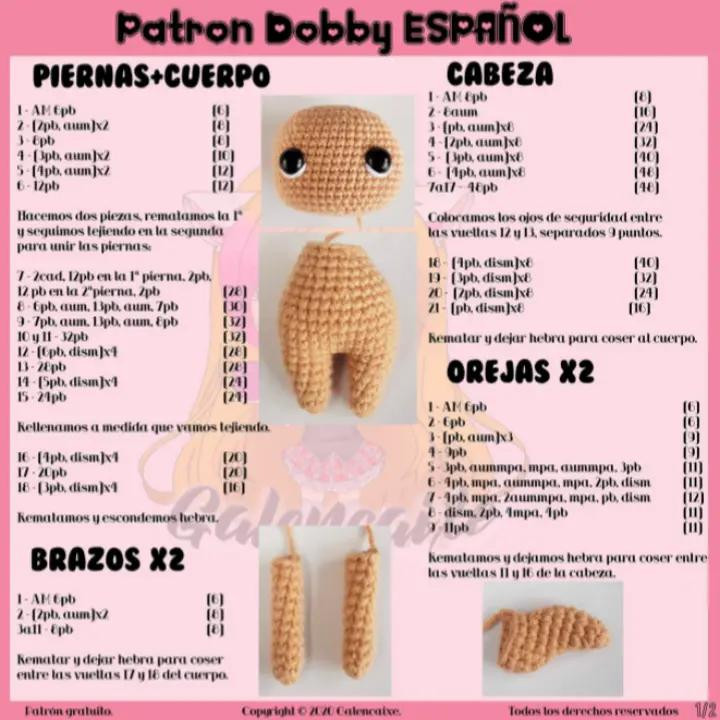 Patrón gratuito para tejer amigurumi de personaje con orejas grandes