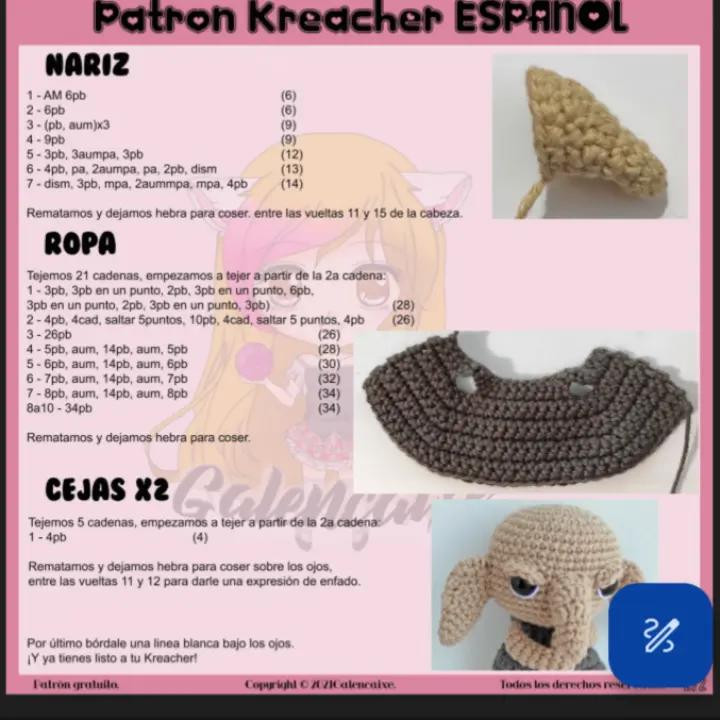 Patrón gratuito para tejer amigurumi de personaje con orejas grandes