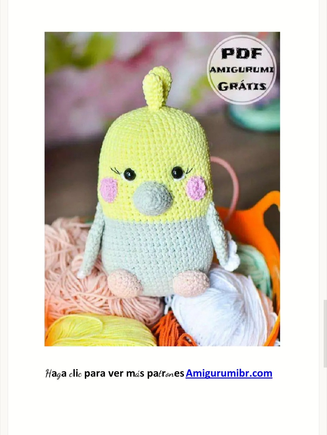 Patrón gratuito para tejer un loro amigurumi encantador en PDF