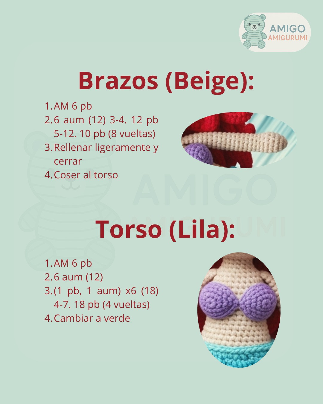 Patrón para crear una sirenita amigurumi colorida y encantadora