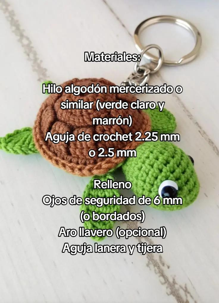 Patrón para Crear una Tortuga Amigurumi Llavero con Instrucciones Detalladas