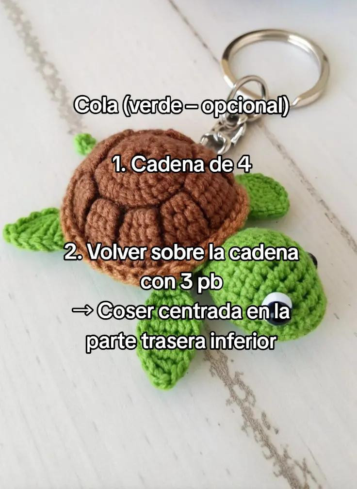 Patrón para Crear una Tortuga Amigurumi Llavero con Instrucciones Detalladas