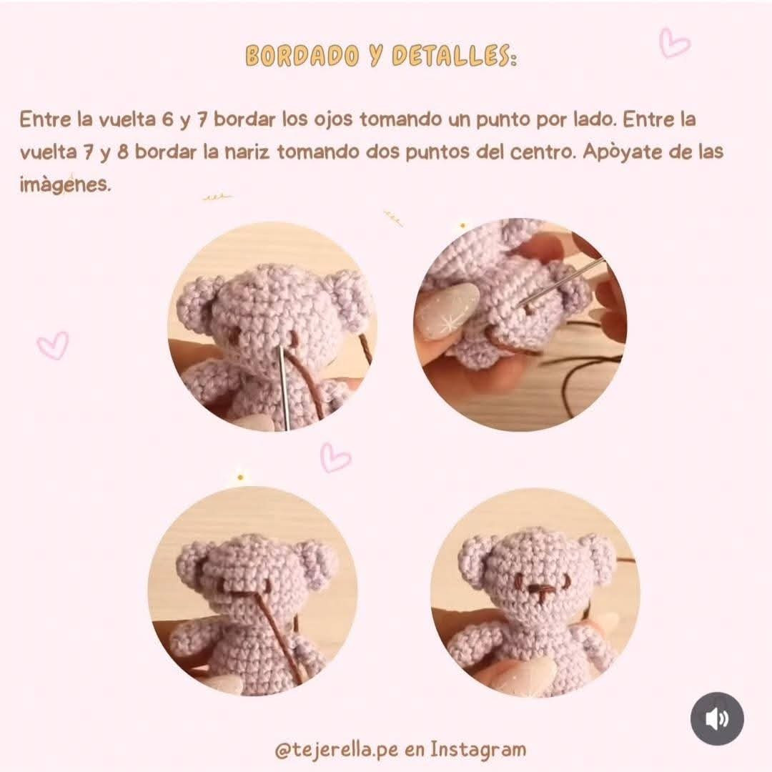 Patrón para tejer adorables ositos de crochet paso a paso