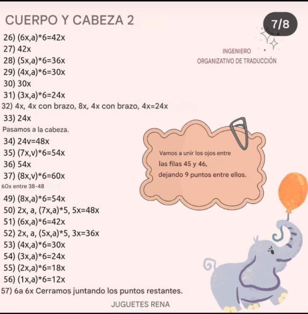 Patrón traducido del elefante de ganchillo en ropa de verano
