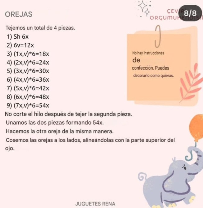 Patrón traducido del elefante de ganchillo en ropa de verano