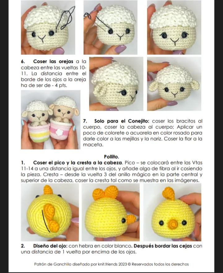 Patrones de amigurumis de Pascua: conejos, pollitos y corderos adorables