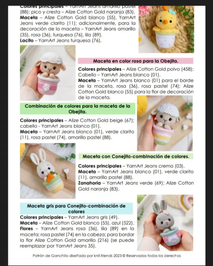 Patrones de amigurumis de Pascua: conejos, pollitos y corderos adorables