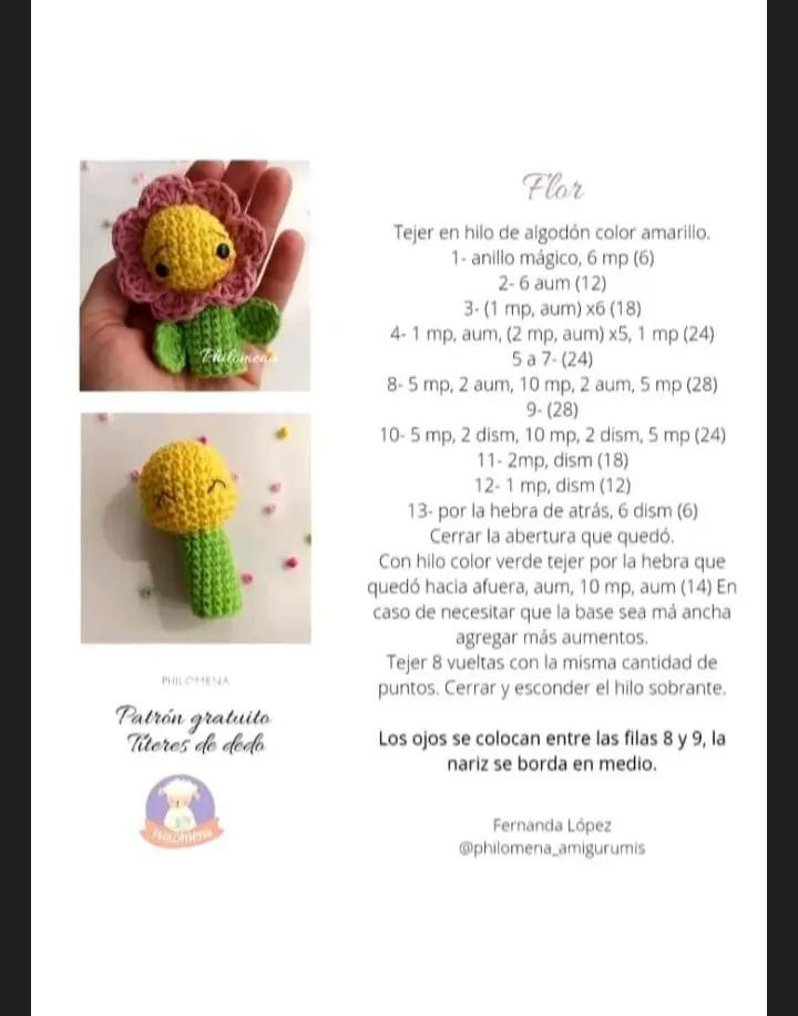 Patrones de títeres de abeja y flor en amigurumi para principiantes